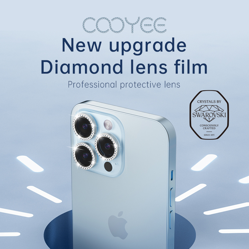 スワロフスキーダイヤモンドを使用した新しいファッション傷つきにくい強化ガラスiPhoneカメラレンズプロテクター